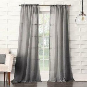 NO. 918 1-Panel Lourdes Crushed Sheer Window Curtain, Grey